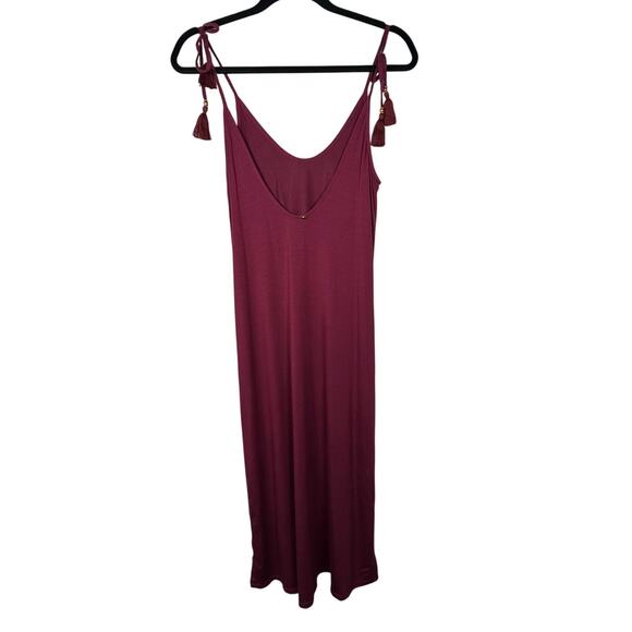 Chico's Purple Tie Shoulder Tassel Sleeveless Swimsuit Coverup Women's Medium - Picture 2 of 6